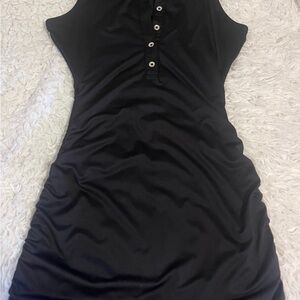Guess Sleeveless Black Mini Dress with Button Placket